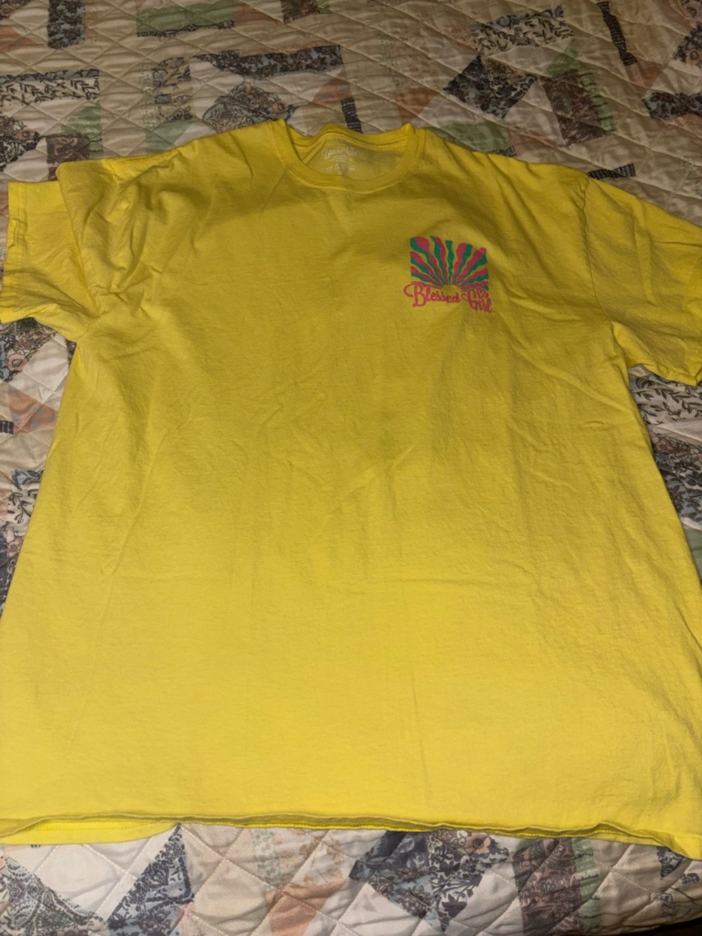 Blessed Girl Yellow Graphic Short Sleeve Tee